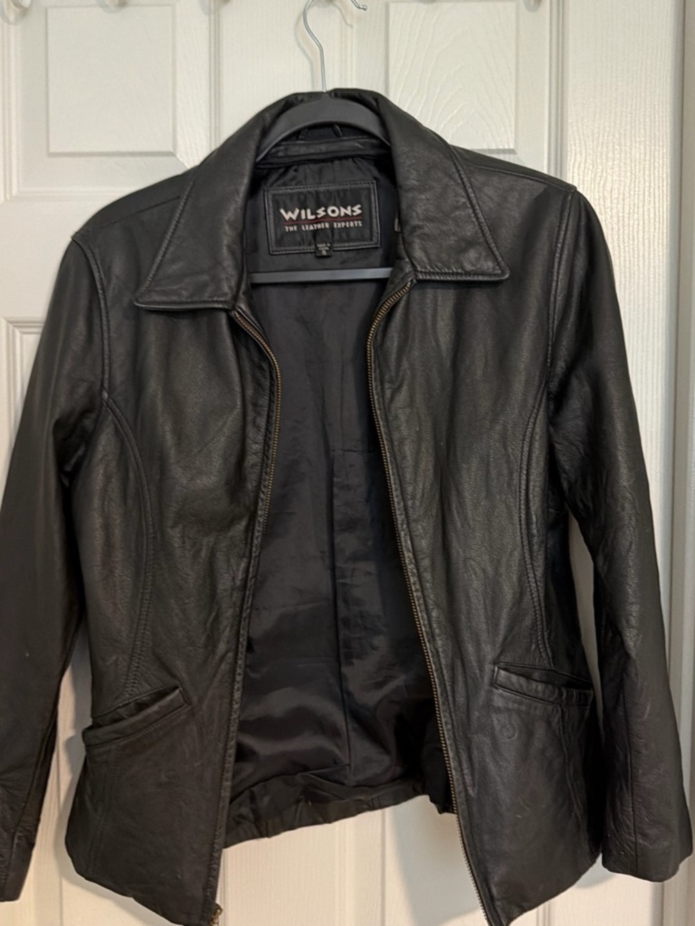 Wilsons Black Leather Zip-Front Women's Jacket